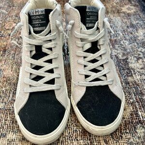 Vintage Havana Black and Cream High-Top Sneakers